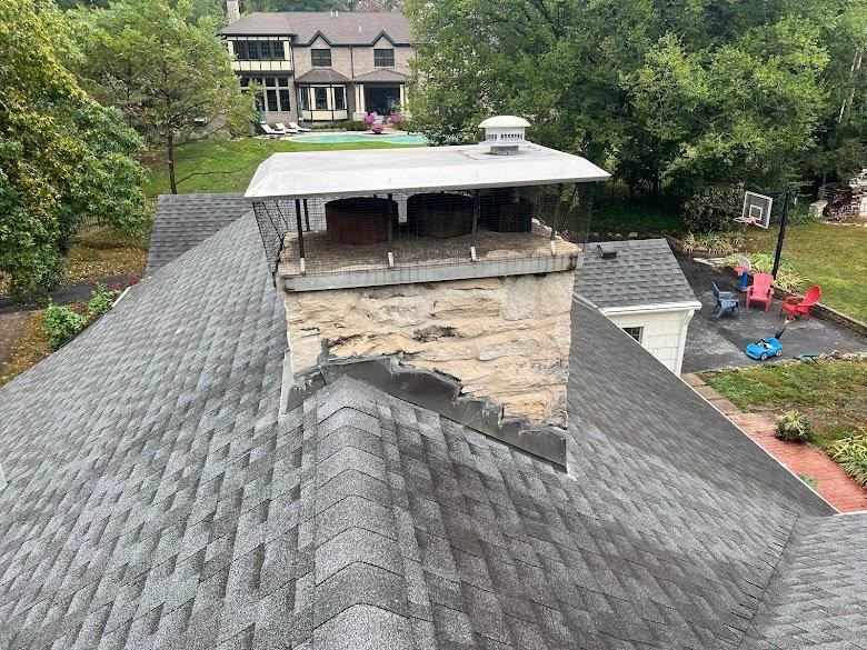 A storm-damaged chimney in need of repair