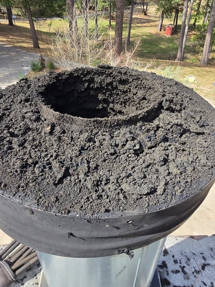 The interior of a chimney flue and liner